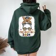 Friends Giving 2024 Thanksgiving Friendsgiving Messy Bun Women Oversized Hoodie Back Print Forest