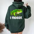 I Frogot Frogs Frog Love Felpa con cappuccio oversize da donna con stampa posteriore Forest