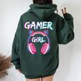 Gamer Girl Cat Ear Headphones Gaming Girl Felpa con cappuccio oversize da donna con stampa posteriore Forest