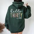 Hello Thirty Est 1994 30-Year-Old Leopard Print Felpa con cappuccio oversize da donna con stampa posteriore Forest