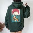 Japonais Tigre Aesthetic Japan Mt Fuji Fujiyama Sunintage Sweat à capuche oversize pour femme avec imprimé dans le dos Forest