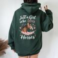 Just A Girl Who Loves Horses Vintage Horse Women Oversized Hoodie Back Print Forest