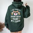 I Just Want To Drink Beer And Hang With My Corgi T Uomo Felpa con cappuccio oversize da donna con stampa posteriore Forest
