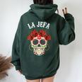 La Jefa Sugar Skullêtements Mexicain Dia De Los Muertos Dead Sweat à capuche oversize pour femme avec imprimé dans le dos Forest
