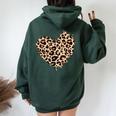Leopard Heart Camicia Donna Ragazza Cute Graphic Leopard Heart Felpa con cappuccio oversize da donna con stampa posteriore Forest