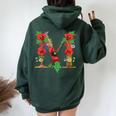 Letra M Floral Inicial M Monograma Amapola Flor Alfabeto Women Oversized Hoodie Back Print Forest