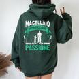 Macellaio Macelleria Carni Papa Macellaio Angus Beef Felpa con cappuccio oversize da donna con stampa posteriore Forest