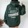 Macellaio Scritte Divertenti Frasi Sarcastiche Macellai Felpa con cappuccio oversize da donna con stampa posteriore Forest