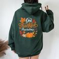 One Thankful Grandma Autumn Fall Thanksgiving Pumpkin Women Oversized Hoodie Back Print Forest
