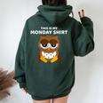 Owl Party Weekend Monday Tired Bad Mood Women Oversized Hoodie Back Print Forest