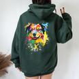 Pastore Australiano Donne Regalo Pastore Australiano Felpa con cappuccio oversize da donna con stampa posteriore Forest