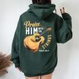 Praise Him With The Strings Bible Psalm Christian Guitar Women Oversized Hoodie Back Print Forest