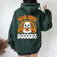 Read More Books Cute Booooks Ghost Pumpkin Teacher Halloween Women Oversized Hoodie Back Print Forest