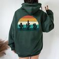 Regalo Amante Retrò Cactus Sunset Saguaro Opuntia Felpa con cappuccio oversize da donna con stampa posteriore Forest