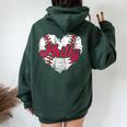 Retro Grunge Philly Baseball Love Heart Baseball Fans Women Oversized Hoodie Back Print Forest