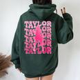 Retro Taylor First Name Personalized 80'S Pink Girl Women Oversized Hoodie Back Print Forest