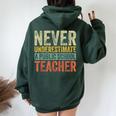 Retro Never Underestimate A Public School Teacher Women Oversized Hoodie Back Print Forest
