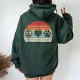 Retro Vintage Peace Sign Heart Paw Sarcastic Joke Women Oversized Hoodie Back Print Forest