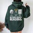 Rock Paper Scissor Reading Book Reading Teacher Bookworm Women Oversized Hoodie Back Print Forest