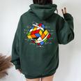 Rubik Cube Magic Cube Cube Rétro Rubiintage Nerd Sweat à capuche oversize pour femme avec imprimé dans le dos Forest
