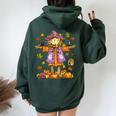 Scarecrow Autumn Fall Season Pumpkin Thanksgiving Halloween Women Oversized Hoodie Back Print Forest