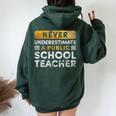 School Teacher Never Underestimate A Public School Teacher Women Oversized Hoodie Back Print Forest