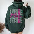 Senior Mom 2025 Class Of 2025 Back To School Graduation Pink Women Oversized Hoodie Back Print Forest