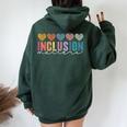 Special Education Teacher Inclusion Matters Adhd Autism Women Oversized Hoodie Back Print Forest