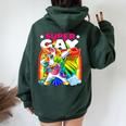 Super Gay Dabbing Unicorn Lgbt Bandiera Gay Pride Parade Donne Felpa con cappuccio oversize da donna con stampa posteriore Forest