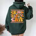 In My Thankful Era Fall Pumpkin Autumn Groovy Thanksgiving Women Oversized Hoodie Back Print Forest