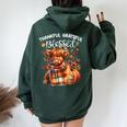 Thankful Grateful Blessed Highland Cow Fall Y'all Autumn Women Oversized Hoodie Back Print Forest