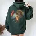 Thanksgiving Retro Vintage Turkey Fall Thankful Thanksgiving Women Oversized Hoodie Back Print Forest
