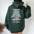Trump Sostenitore Christian Etero Unwoke Conservatore Felpa con cappuccio oversize da donna con stampa posteriore Forest