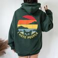 Vintage Retro Divertida De Gato Negro I Hate People Para Hombre Y Women Oversized Hoodie Back Print Forest