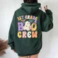 1St Grade Boo Crew First Grade Halloween Costume Teacher Women Oversized Hoodie Back Print Navy Blue