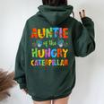 Auntie Of The Hungry Caterpillar Cute 1St Birthday Boy Girl Women Oversized Hoodie Back Print Navy Blue
