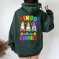 Bingo With My Gnomies Bingo Player Women Oversized Hoodie Back Print Navy Blue