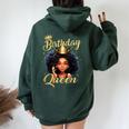 Birthday Queen Melanin Afro African American Girls Women Women Oversized Hoodie Back Print Navy Blue