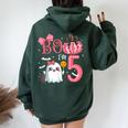 Boo I'm 5 Years Old Ghost 5Th Birthday Halloween Ghost Girls Women Oversized Hoodie Back Print Navy Blue