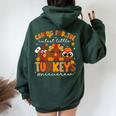 Caring For The Cutest Turkeys Nicu Nurse Thanksgiving Women Oversized Hoodie Back Print Navy Blue