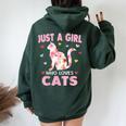 Cat Lover Just A Girl Who Loves Cats Women Oversized Hoodie Back Print Navy Blue