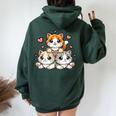 Cute Kawaii Cats Neko Kitten Cat Lover Girl Women Oversized Hoodie Back Print Navy Blue