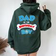 Dad And Mom Birthday Boy Dog Family Matching Women Oversized Hoodie Back Print Navy Blue
