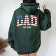Dad Mom Us Flag 4Th Of July Wedding Couples Matching Women Oversized Hoodie Back Print Navy Blue