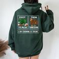 First Teach Then Thanksgiving I'm Earning A Break Teacher Women Oversized Hoodie Back Print Navy Blue