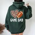 Football Game Day Leopard Cheetah Game Day Football Women Oversized Hoodie Back Print Navy Blue