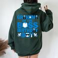 Grandma Of The Boss Birthday Boy Baby Family Decorations Women Oversized Hoodie Back Print Navy Blue