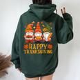 Happy Thanksgiving Fall Autumn Thanksgiving Gnomes Gnomie Women Oversized Hoodie Back Print Navy Blue