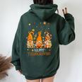 Happy Thanksgiving Three Gnomes Pumpkin Spice Autumn Fall Women Oversized Hoodie Back Print Navy Blue