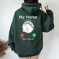 My Horse Is Calling And I Must Go Fun Horse Lover Equestrian Women Oversized Hoodie Back Print Navy Blue